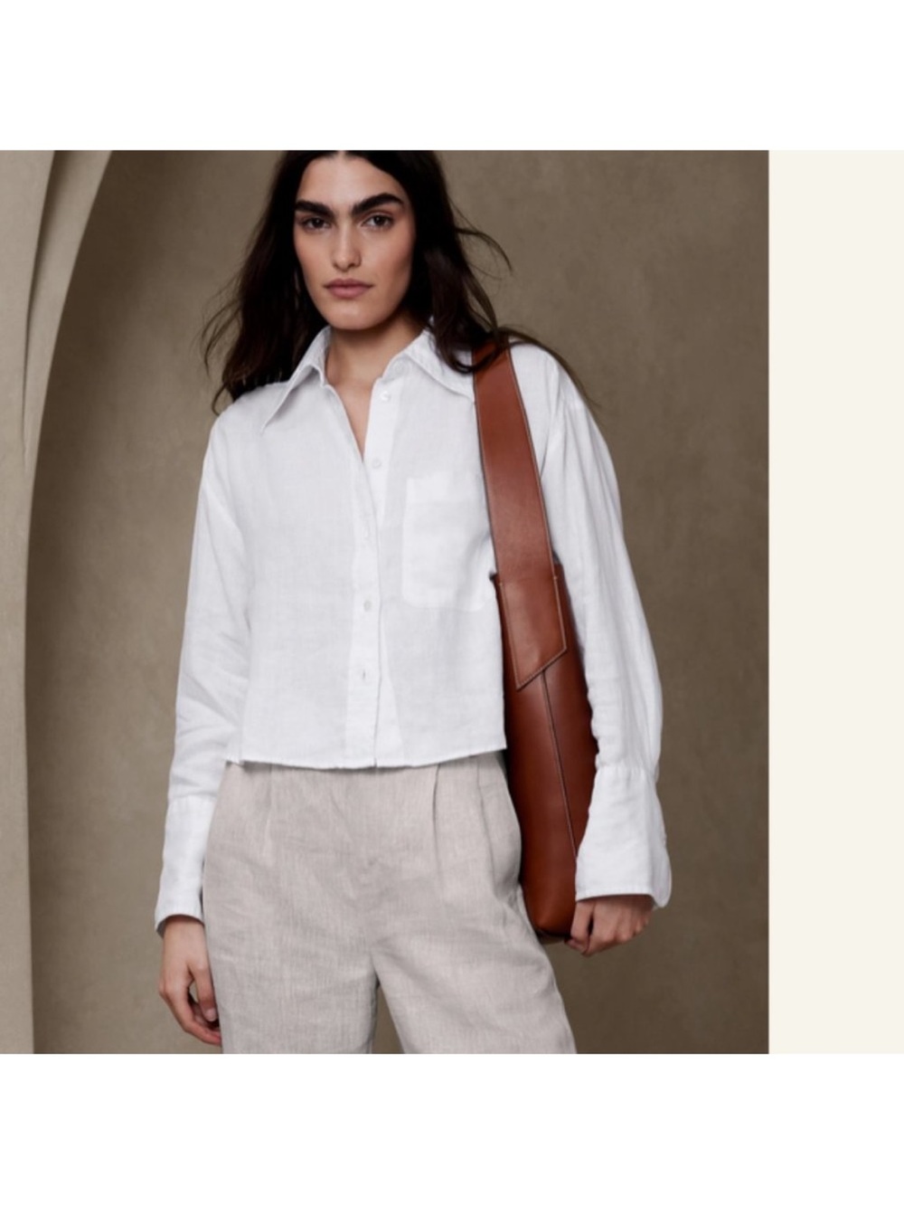 Banana Republic the boxy cropped linen shirt